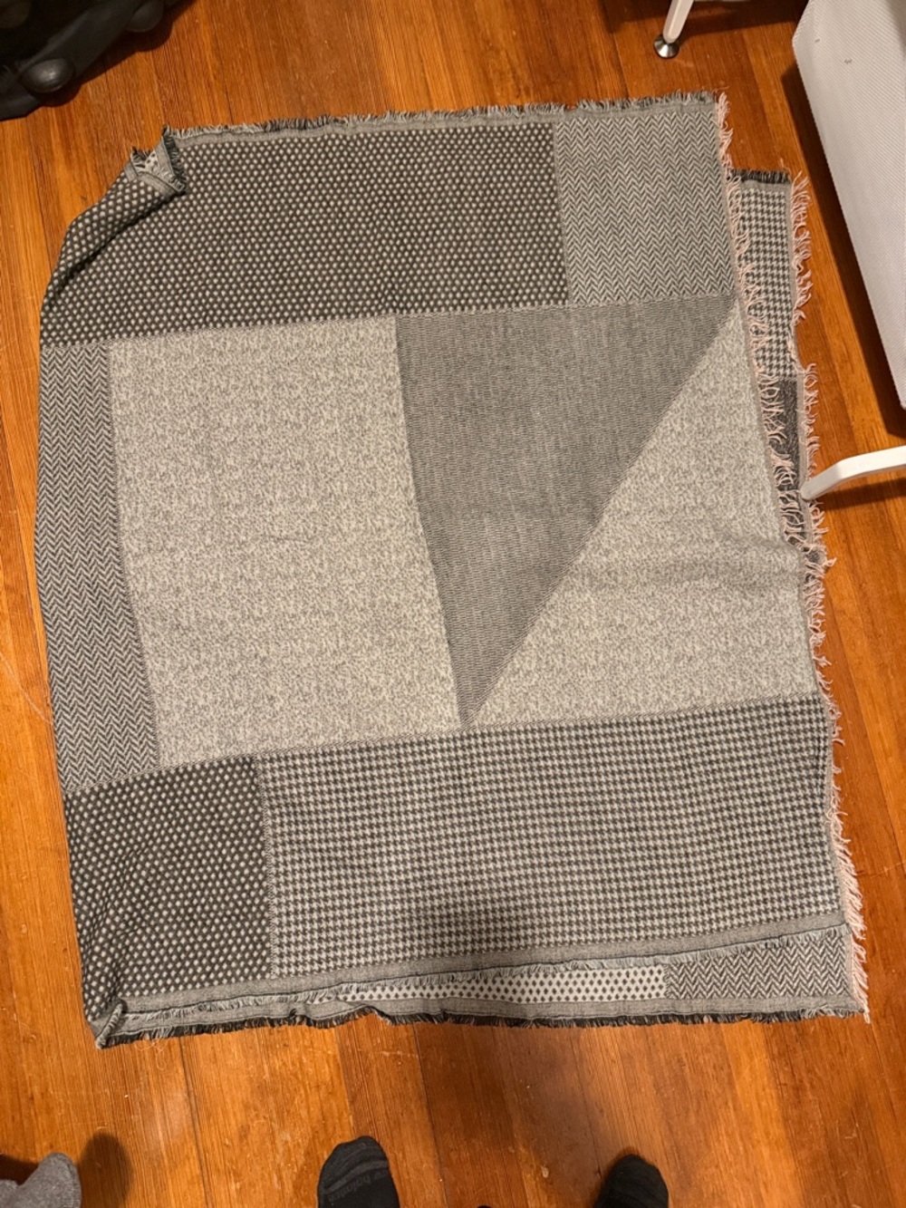 Madewell Gray Patchwork Wool Blend Scarf